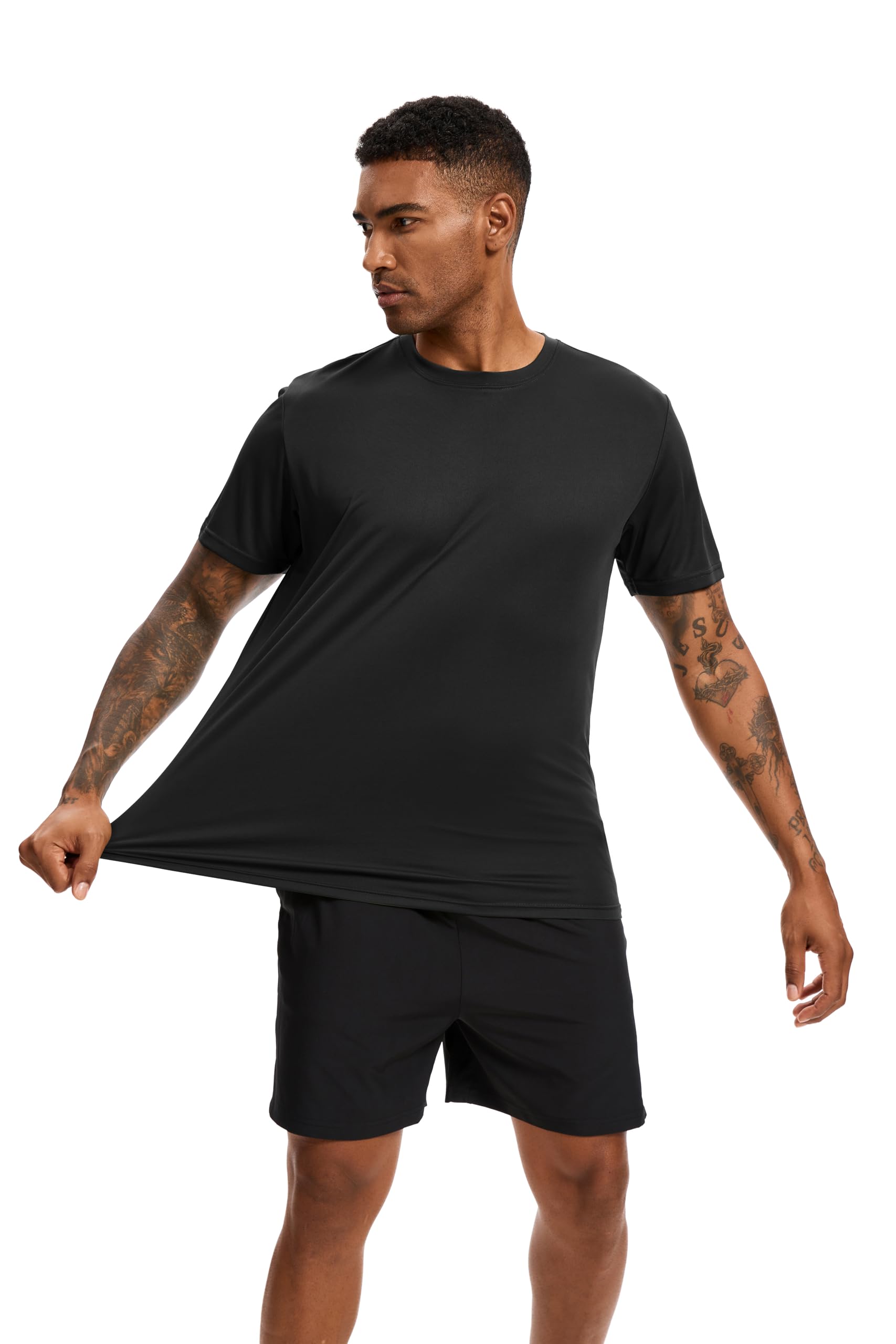 5 Pezzi UPF 50+ Maglietta Sportiva Uomo Manica Corta T Shirt Palestra Asciugatura Rapida Traspirante Running Fitness