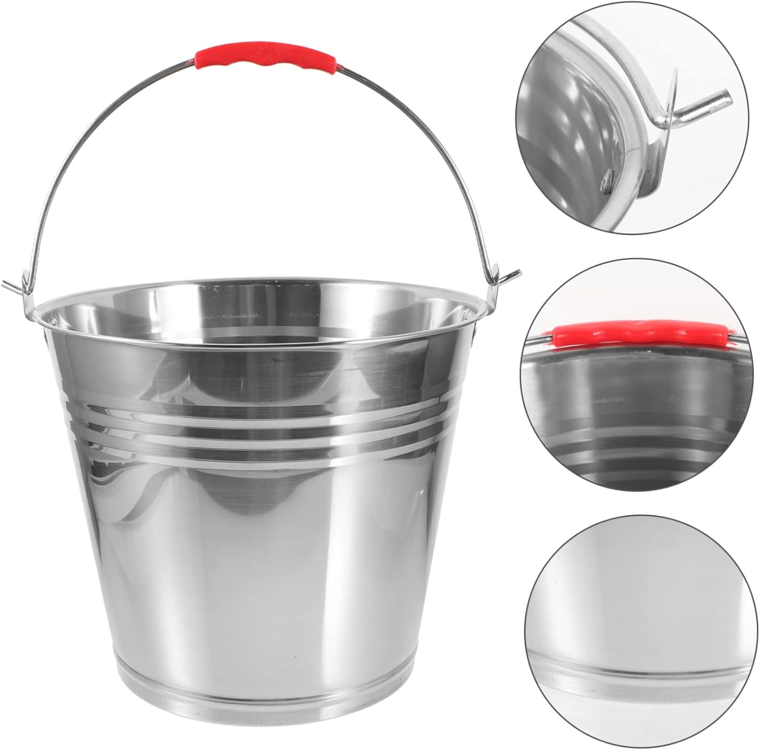 BESPORTBLE Portable Stainless Bucket Handle Multi-Functional Water Holder for Feeding and Grooming Resistant Design for Farm Use