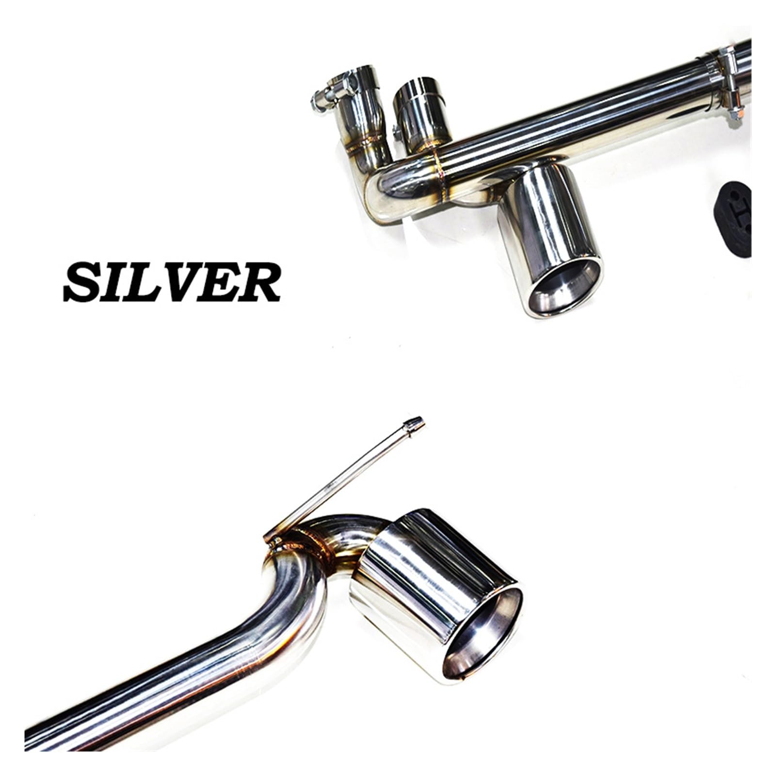 Punta De Escape Deportiva Para BMW Serie 3 E90 | 320d, 320i, 325i, 330d, 330xd | Acero Inoxidable Plateado | Curva