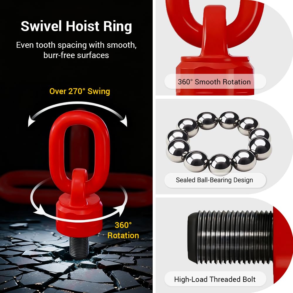 Anillo de Elevación Giratorio M16 x 31.8 mm de Acero Aleado con Perno de Ojo de Rotación de 360° Color Rojo Capacidad de 1.5 a 2 Toneladas para Piezas de Maquinaria de Grúa