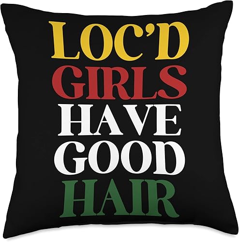 Locs Afro Dreadlocks Love Beauty Hair Loc'd Good Hair - Almohada negra de niña africana americana, 18 x 18 pulgadas, multicolor