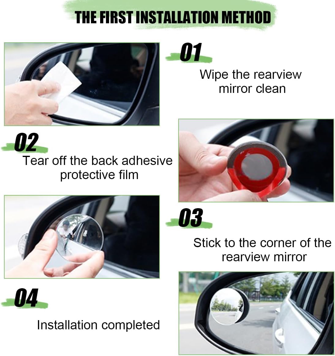 2PCS Car Blind Spot Mirror, 2" Round HD Glass Frameless Convex Wide Angle Vehicle Rear View Blindspot Mirror with Adjustable Bracket, Auto Exterior Accessories, Universal Fit