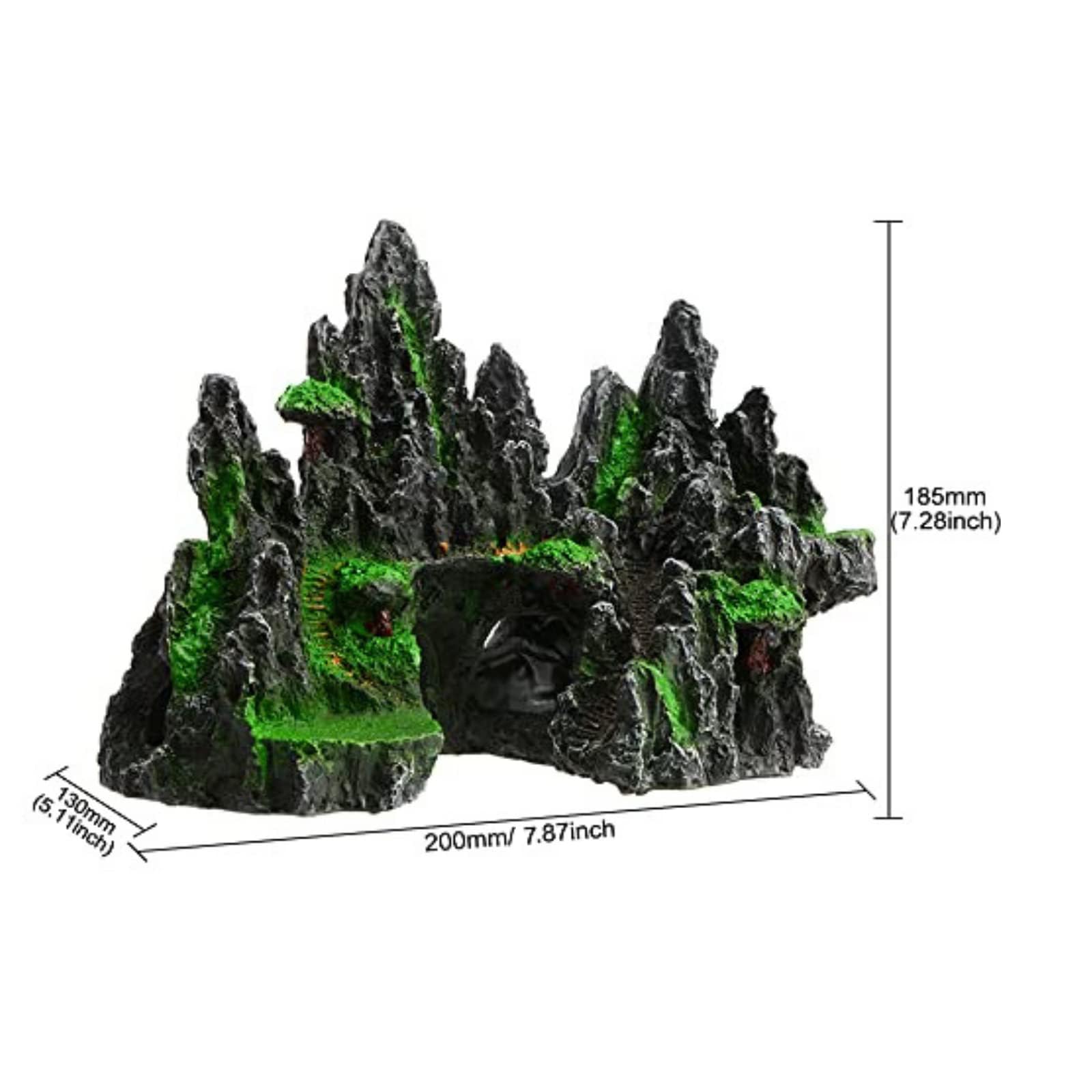 Große Aquarium-Dekoration, Bergblick, Aquarium-Ornament mit Baumhaus für Buntbarsche, Betta