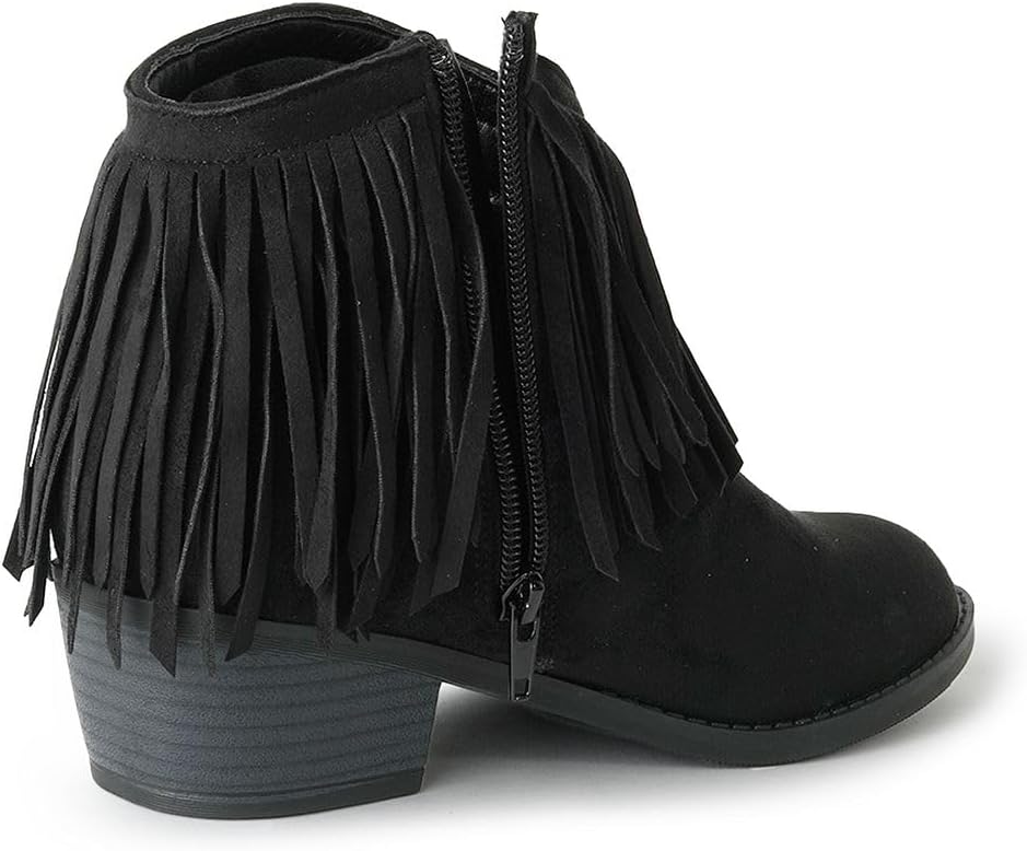 J. Adams Marrow Ankle Boot - Western Fringe Cowboy Low Heel Bootie - Picture 15 of 36