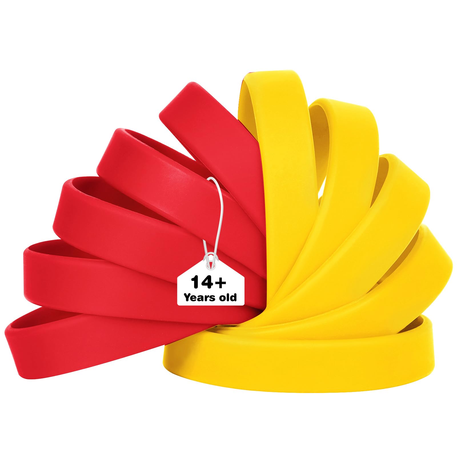 LVNRIDS 50 PCS Silicone Wristbands Rubber Bracelets for Adult Yellow/Red, 8 inch Multicolor Silicone Wrist Bands for Business School Activity Party Music Festival
