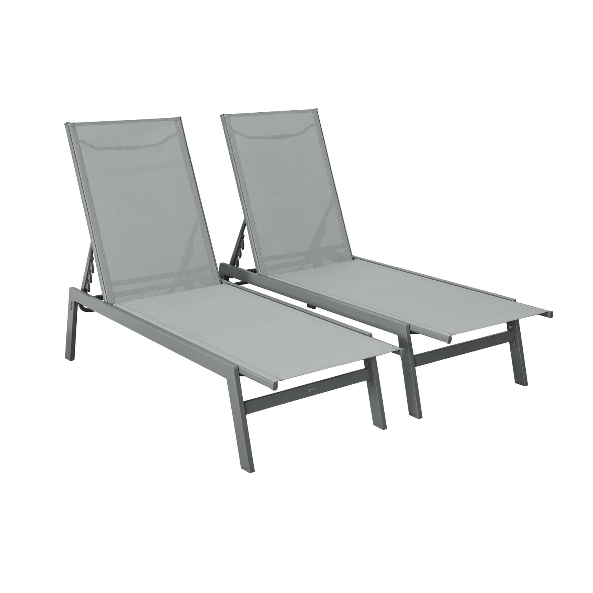 sweeek Set 2 lettini Prendisole in Acciaio Multiposizione Verde Kaki - 155x59x106 cm