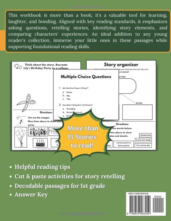1st Grade Reading Comprehension: Enhance Grade 1 Reading Skills with Interactive Activities Ages 6 to 7: A Comprehensive Workbook with Fiction and Nonfiction Main Idea Passages and Graphic Organizers - Image 2