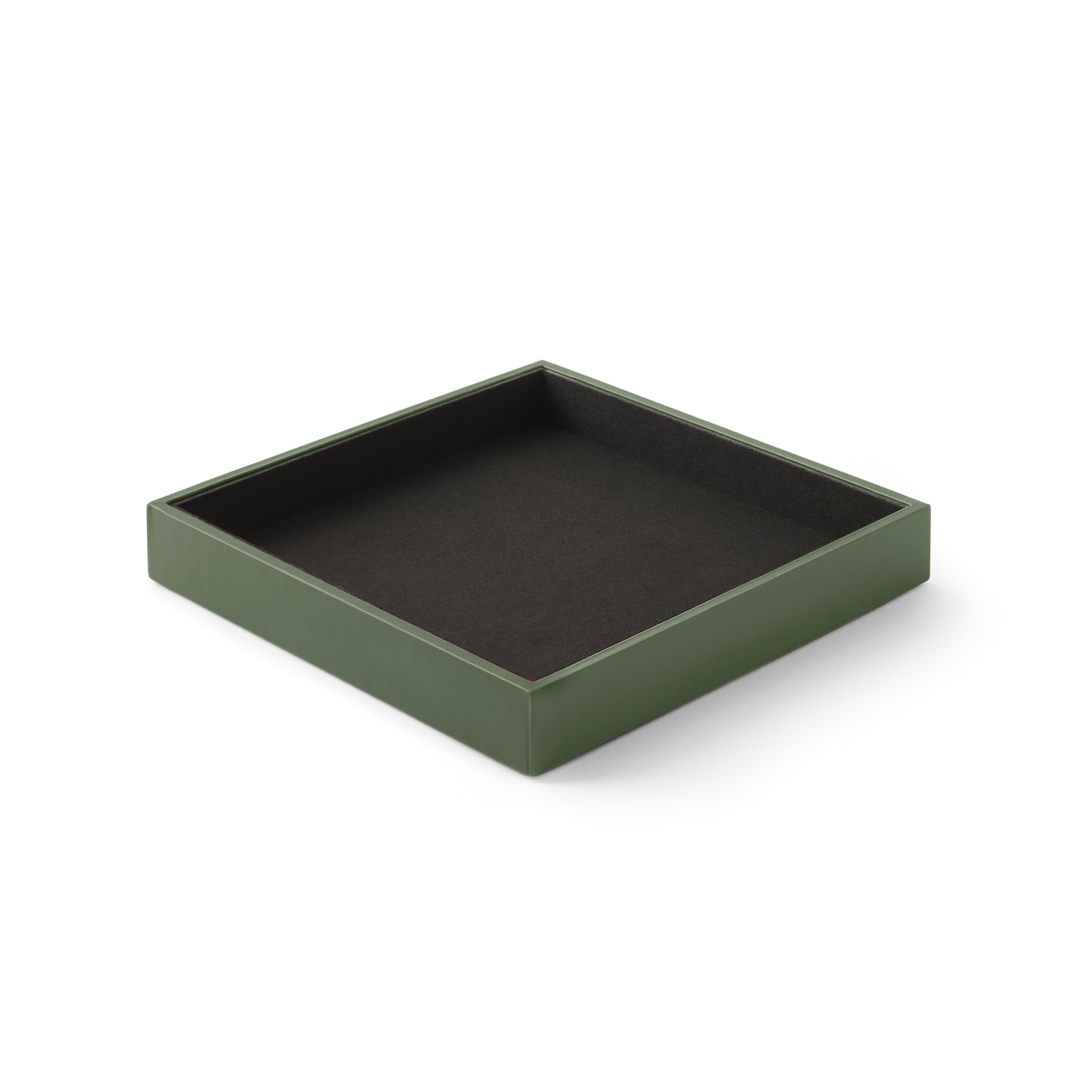 Eglooh - Minerva Large - Svuotatasche Design Moderno in Cuoio Verde - Organizer da Scrivania, Vassoio per Chiavi, Monete, Gioielli, Smartphone - cm 21,5 x 21,5 - Made in Italy