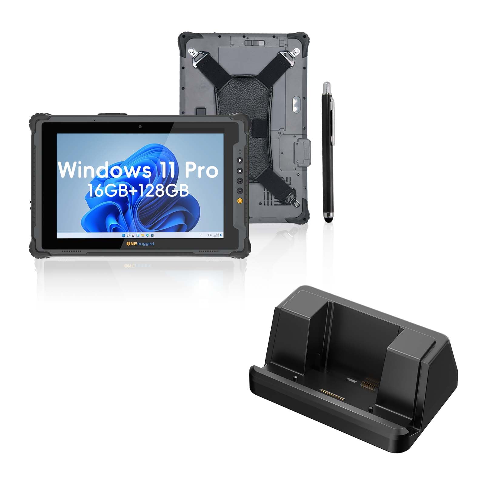 ONERugged Rugged Tablet M10A, 10.1 inch Windows 11 Pro Tablet, 16GB+128GB, Core i7-1255U, IP65 Waterproof, Double Batteries, Industrial Outdoor Work PC, and Charging Cradle
