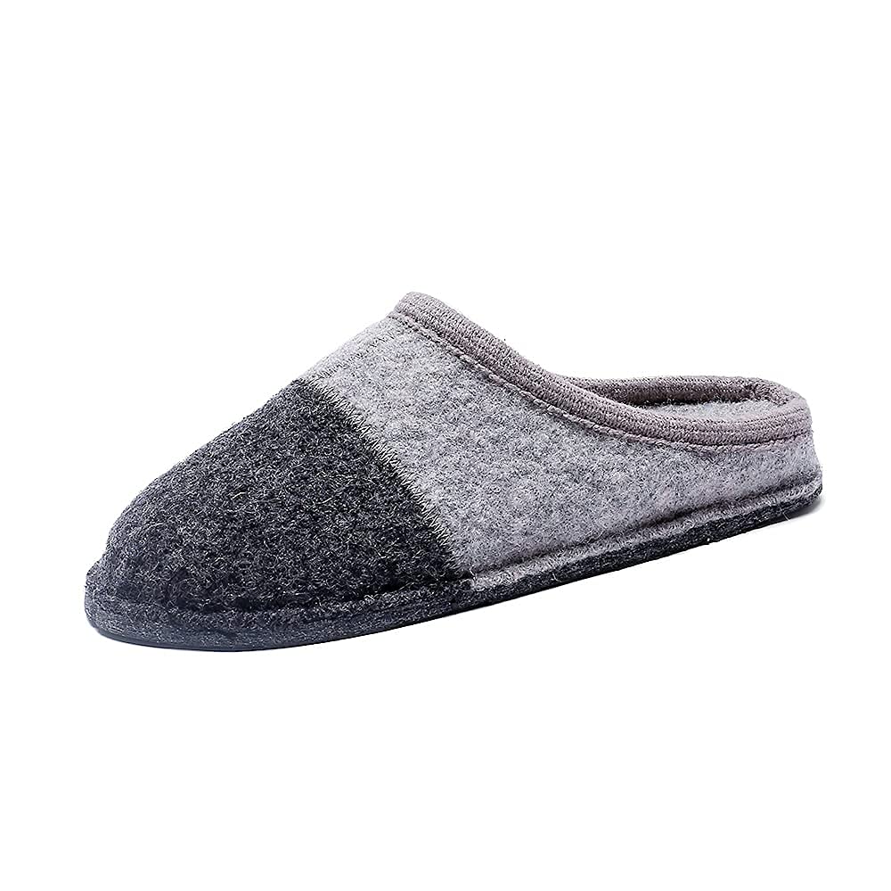 LE KAPMOZ Men's Boiled Wool House Slippers Breathable Winter Warm Slip on Mules Indoor/Outdoor Slipper for Women Two Tone Cap Toe Clog