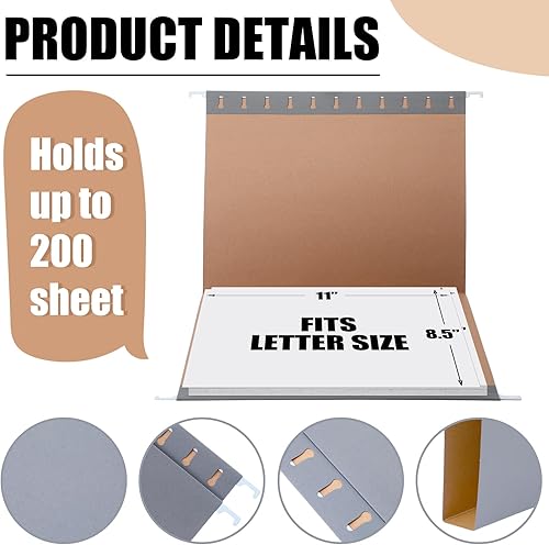 Miniatura 3 de 100 carpetas colgantes de capacidad extra, tamaño carta, a granel, resistente, extensión, carpetas colgantes reforzadas de 9.06 x 11.81 pulgadas con