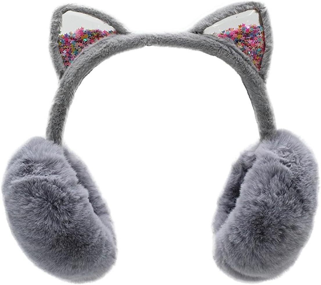 sazujinwuCute Ear Children's Winter Ear Muffs for Girls, Soft and Warm, Foldable, Fits Most Kids (One Size)