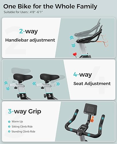 Miniatura 5 de pooboo Bicicleta de ciclismo de interior de resistencia magnética, transmisión por correa, monitor LCD fijo con soporte para iPad y cómodo cojín de