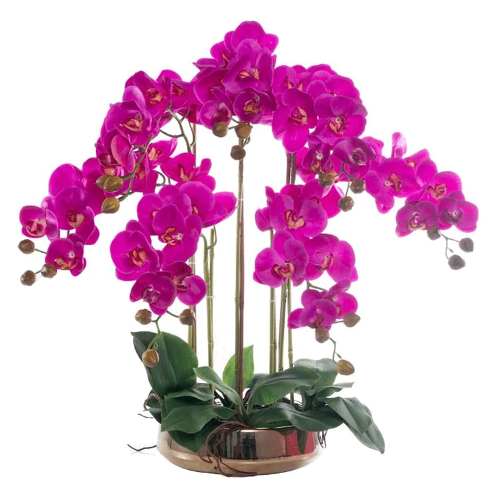 GTHTUHFD Faux Orchids Plant With Vase Artificial Flowers 7 Count Realistic Touch Artificial Phalaenopsis Flowers Floral Arrangement