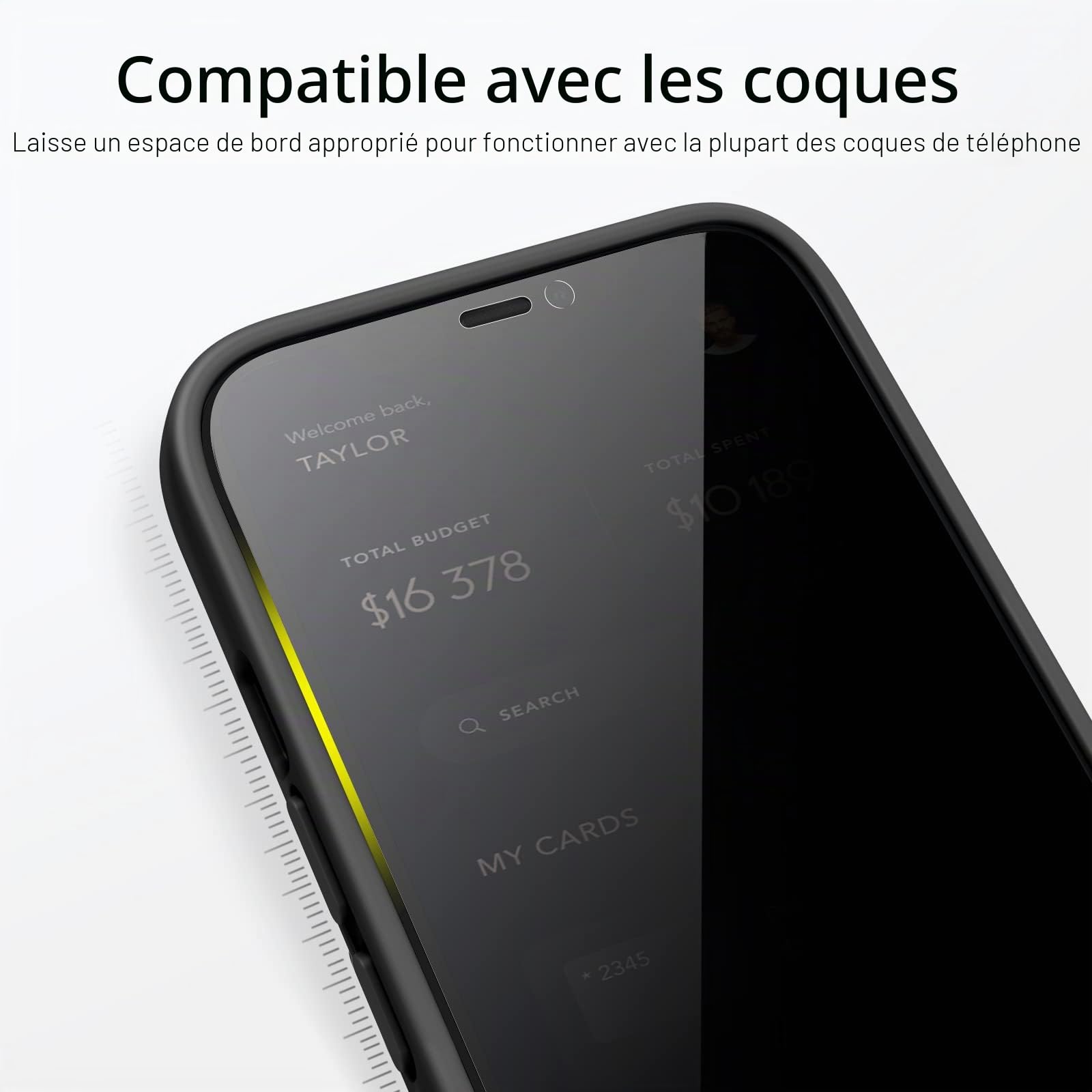 JETech Protection d'Écran Anti-Espion pour iPhone 12 et iPhone 12 Pro 6,1 Pouces, Couverture Complète Film en Verre Trempé, Compatible Coque, Lot de 2