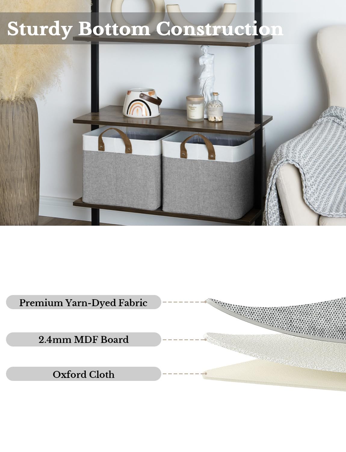StorageWorks Fabric Storage Baskets for Shelves Wardrobe Storage Boxes for Clothes Large Storage Bins with Metal Frame - Image 4