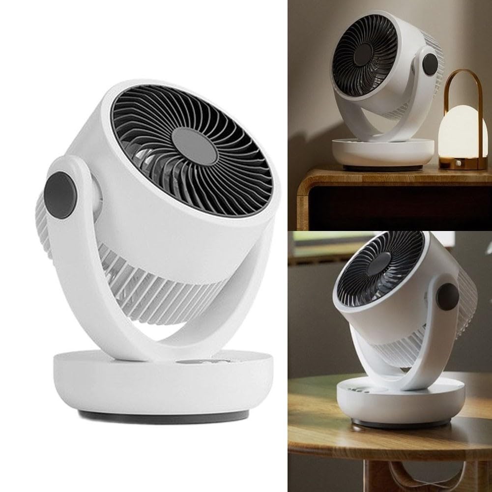 Ventilador de mesa silencioso de 12 pulgadas con fuerte flujo de aire – Ventilador de escritorio con 3 USB para oficina y dormitorio – Ventilador de refrigeración personal inclinable 21 x 21 x 30 cm