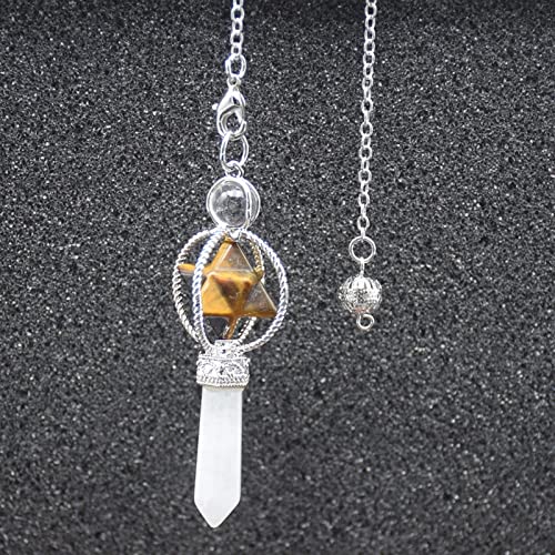Raumdekoration Runde Perle Merkaba Wünschelrutenpendel Quarz Naturstein Weiß Rosa Kristall ReikiPendule Anhänger Pendel (Color : Pink Crystal)