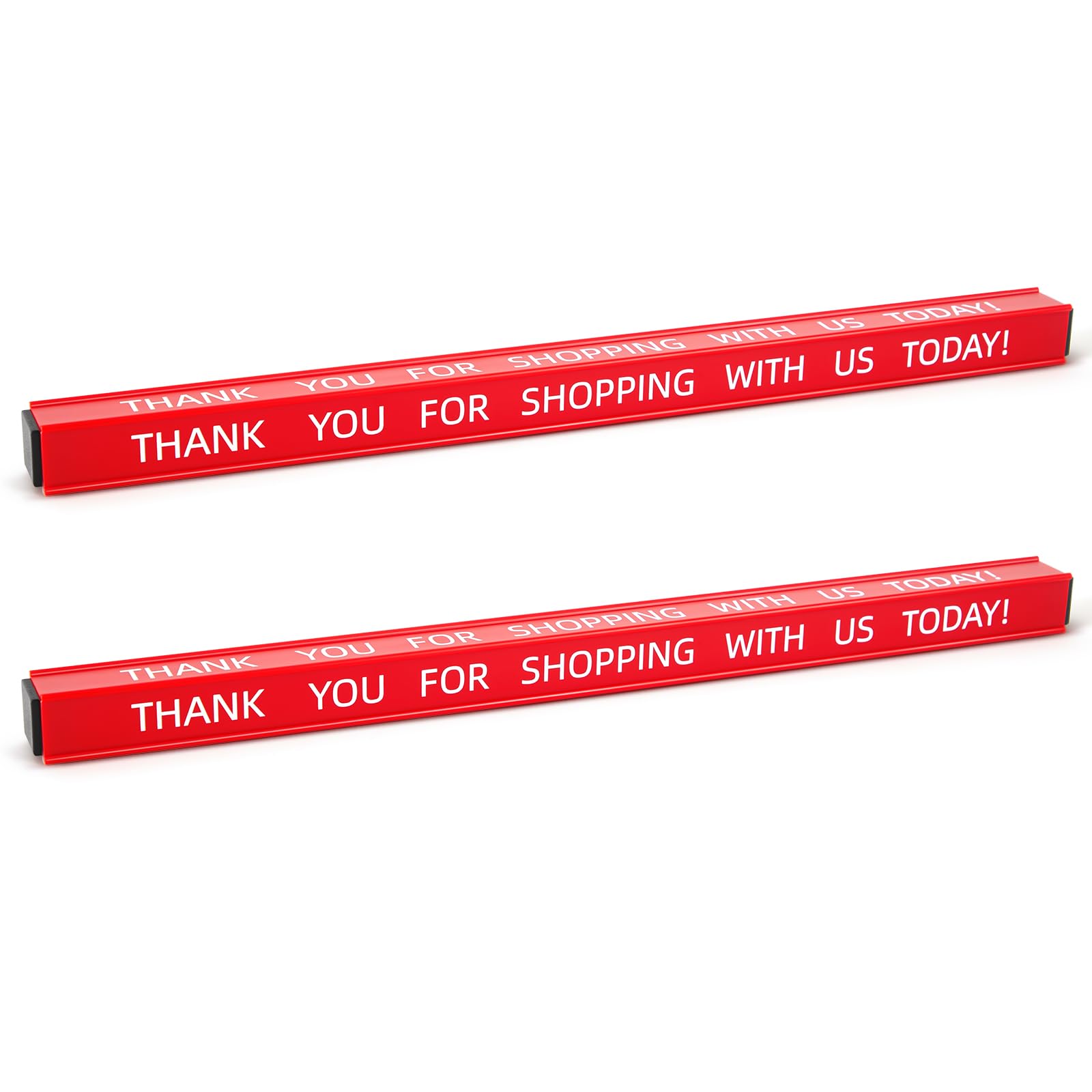 Teenyyou 2 Pcs Checkout Lane Divider Double Side Printed Thank You for Shopping with Us Today Sign Red Resin Tabletop Retail Counter Checkout Sign for Shops Stores, 16"l x 1"d Divider (Square)