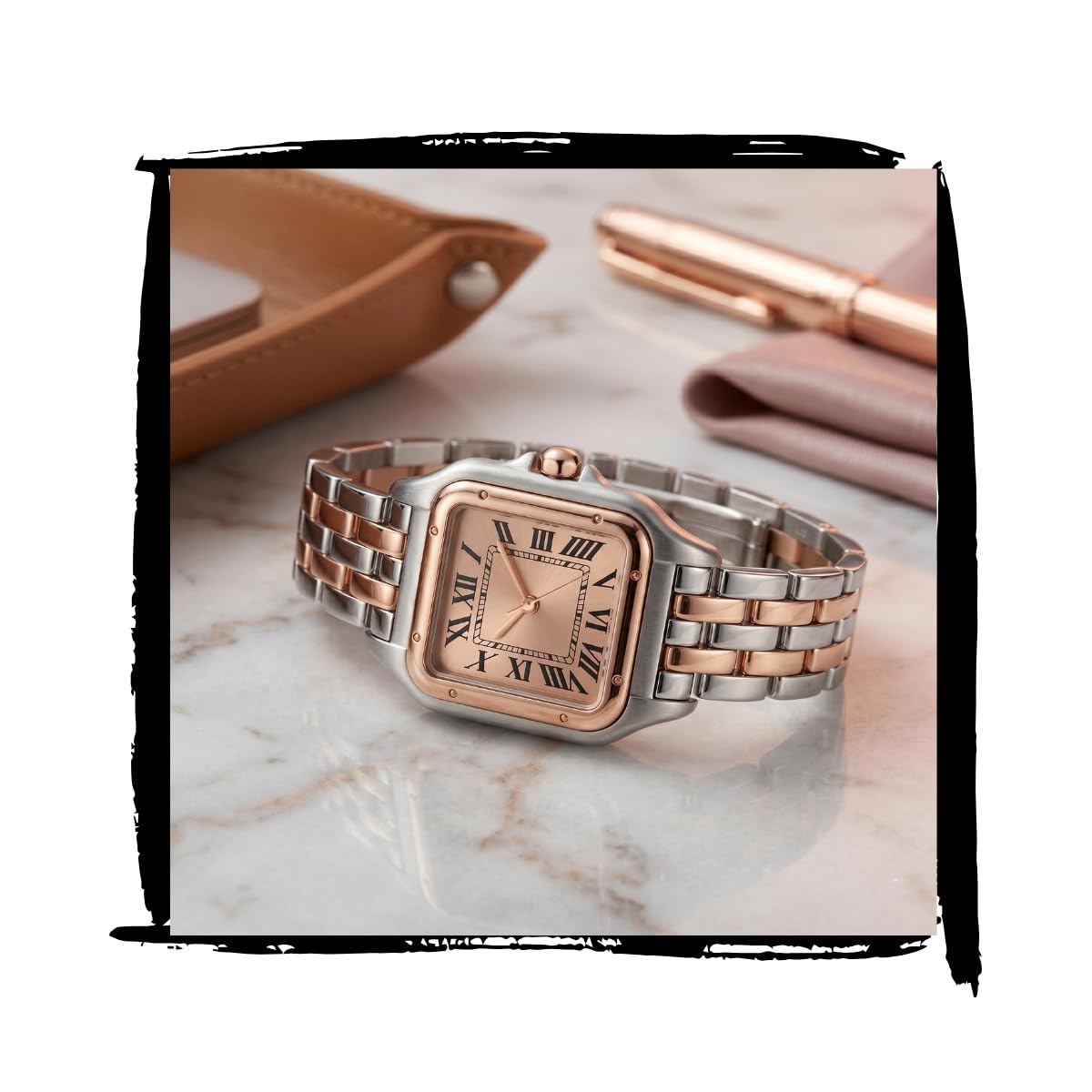 Luxury Women’s Analog Watch with Rose Gold & Silver Stainless Steel Strap | Square Dial Watch for Women | Wrist Watch for Girls & Ladies-image-37