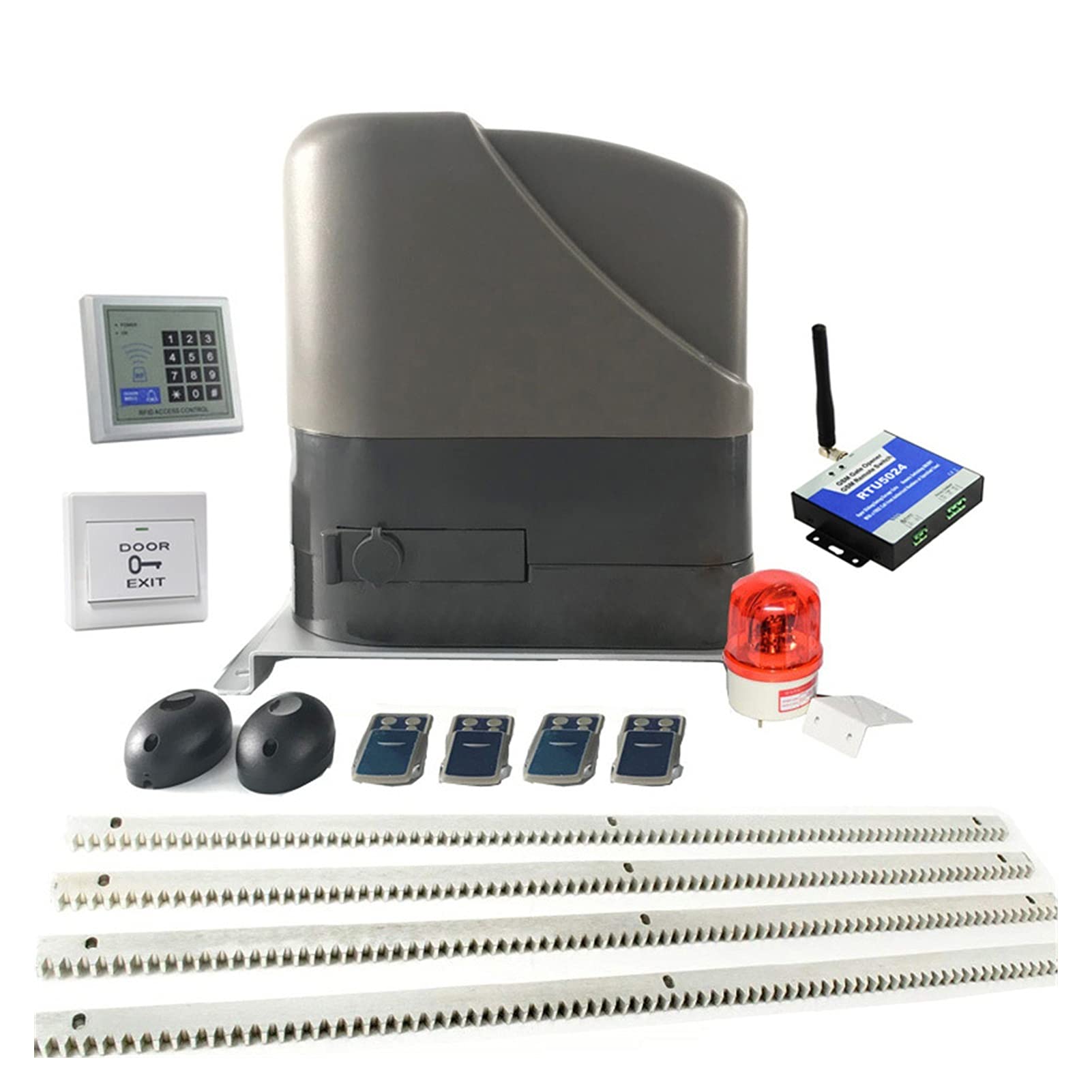 Silnik do bramy przesuwnej, Zestaw bezpieczeństwa DC 12V 800 KG. Sliding Electric Brama Otwieracz Automatyczny silnik z stojakami stalowymi 4 metrów do silnika do bramy przesuwnej(Kit4)
