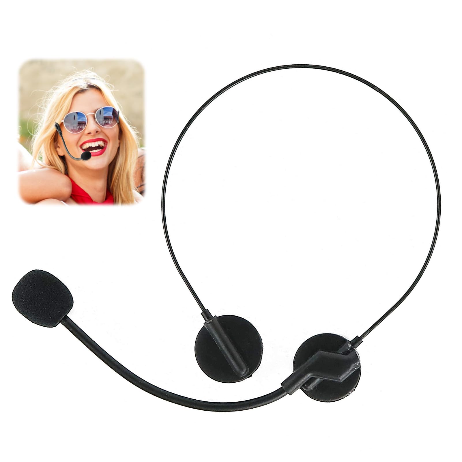 Microphone Prop Headset, Fake Head Microphone, Black Rockstar Costume Party Headset with Microphone for Costume Parties, Cosplays, Party, Halloween Plays, Stage Performances