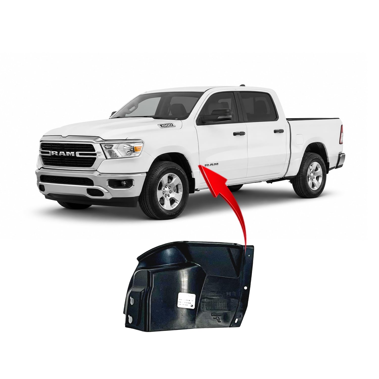 FitParts Compatible with Dodge Ram 1500 2019–2022 Front Left Fender Liner