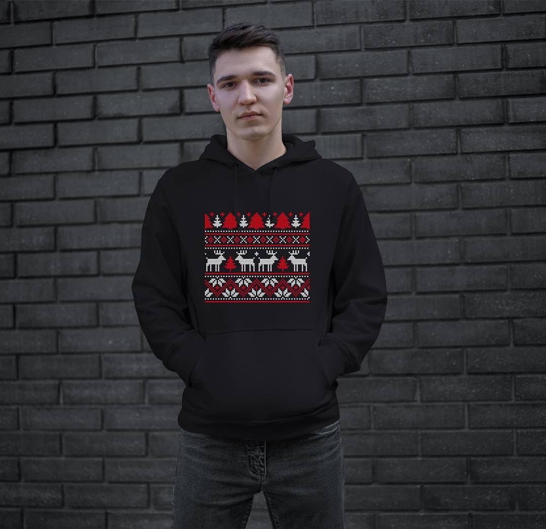 Tassenbrennerei Hoodie - Weihnachtspullover mit Strick-Optik - Elch, Renntier Pullover Weihnachtsmotiv - Nikolaus, Weihnachten - Herren & Damen