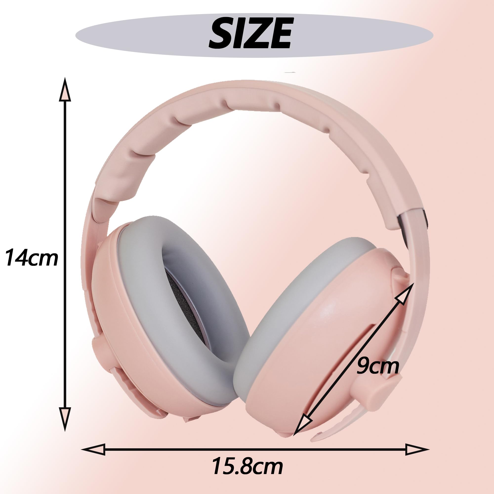 QSLKI Baby Ear Defenders 2-in-1 for 1-48 months, Adjustable Ear Defenders Children with Stretchy Band - Image 3