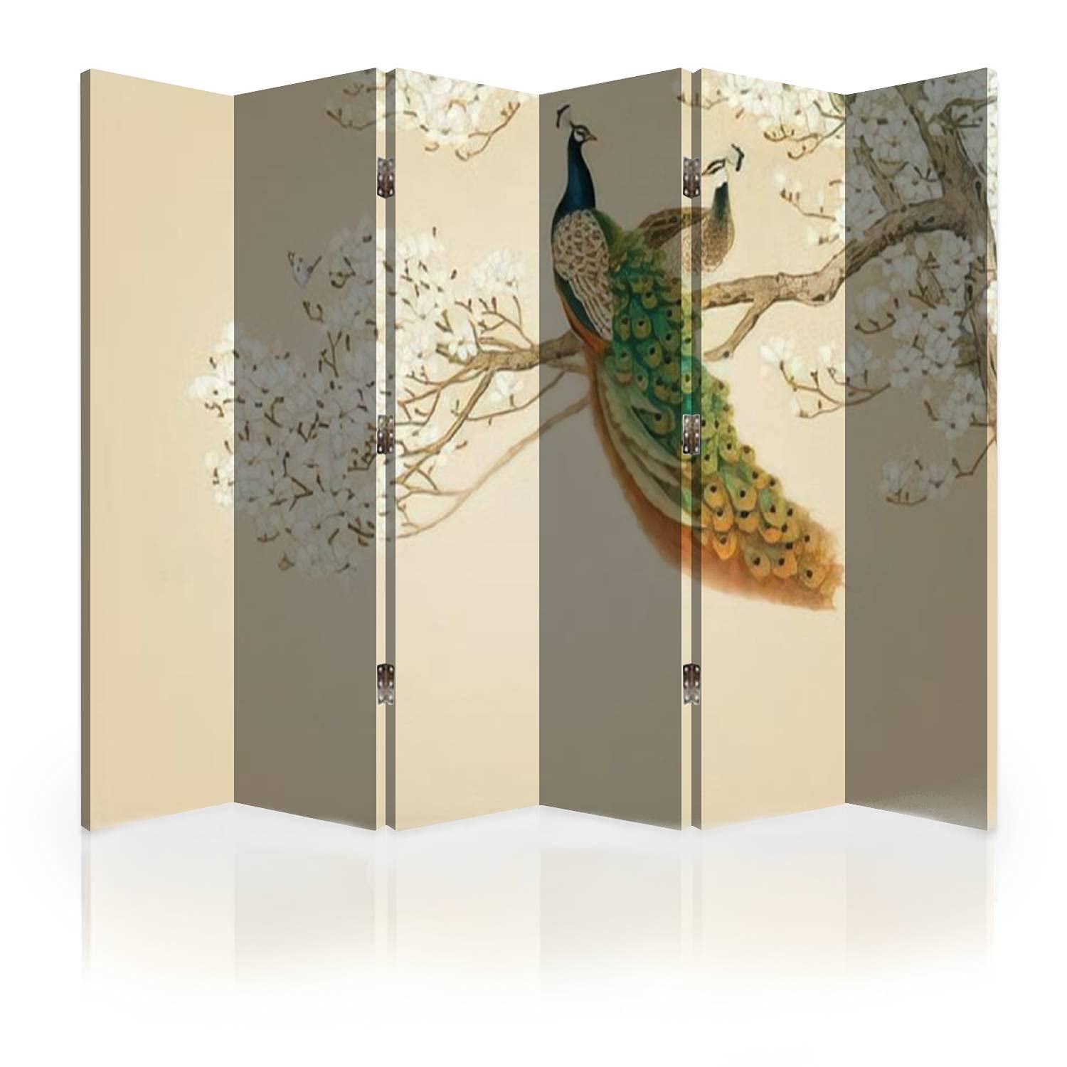 Buy Canvas Room Divider Screen Tree with Peacock Texture Background 3D