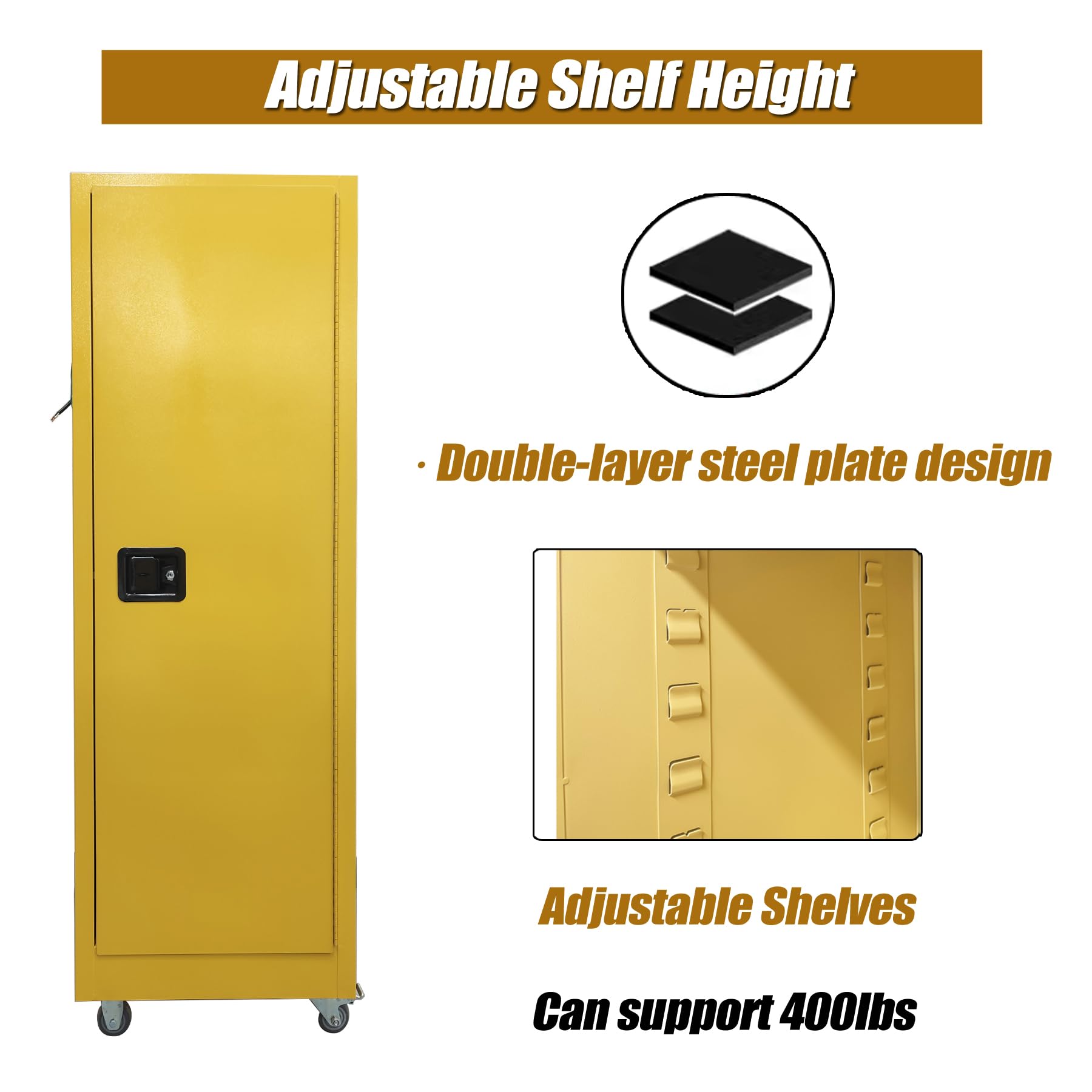 TECHTONGDA Flammable Safety Cabinet with Socket and Wheels, 19.9