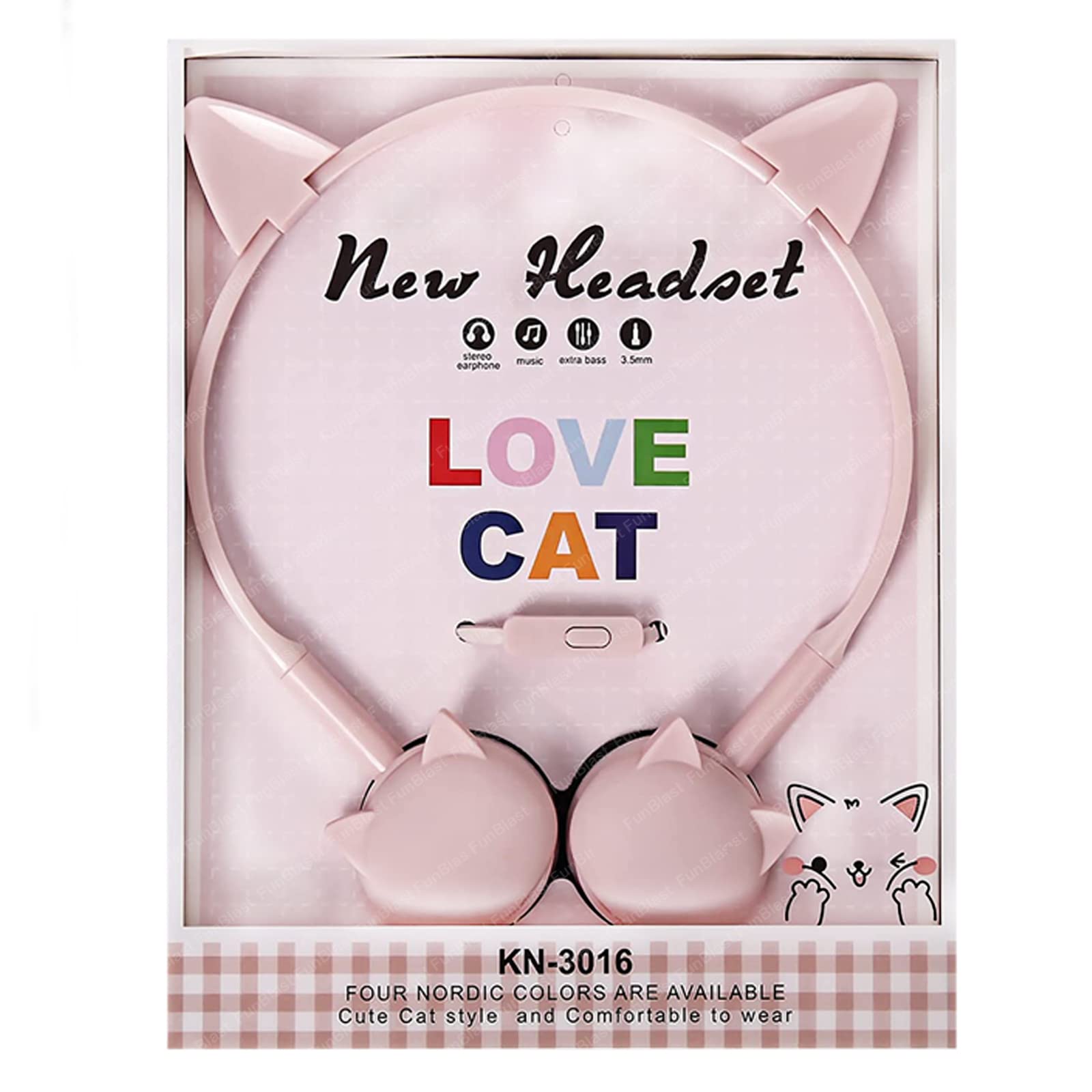 FunBlast Earphone for Kids - Cute Cat Wired Earphone, Headphones for Kids Girls Gifts Headphone for Smartphone, Gaming Headphone, Stereo Earphone, Stylish Headphones for Girls/Boys (Pink) (B0C4Q419NH) Amazon Price History, Amazon Price Tracker