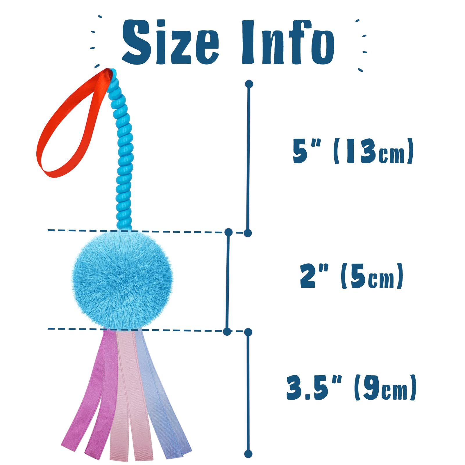 Set di 4 giocattoli interattivi accartocciati colorati con nastro e molle elicoidali elastiche per gatti interni da appendere alla porta