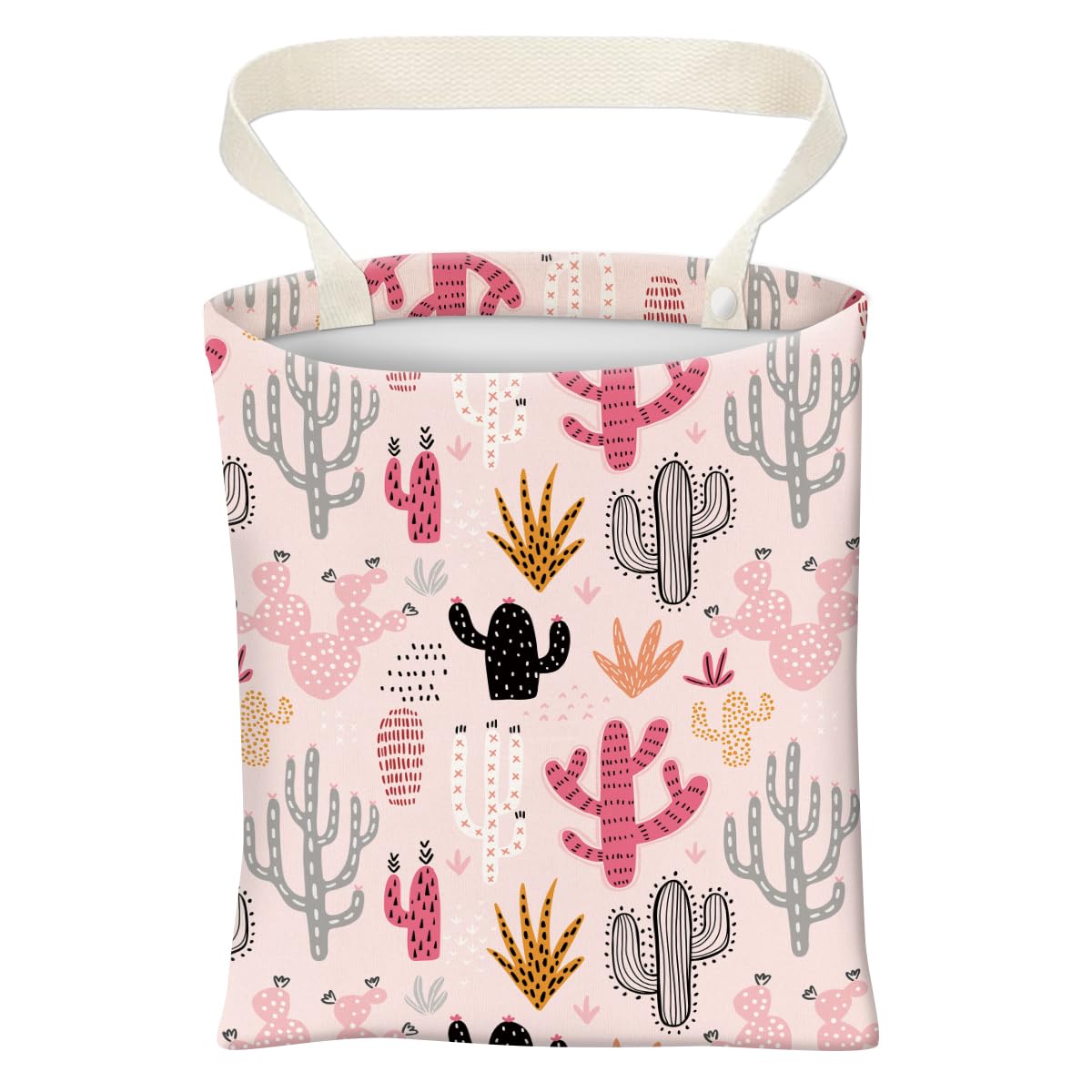 Car Trash Can, Cute Car Trash Bag, Hanging Car Organizer and Storage Bag, Trash Bin for Car Accessories, Vehicle, Travelling, Camping Cute Pink Cactus