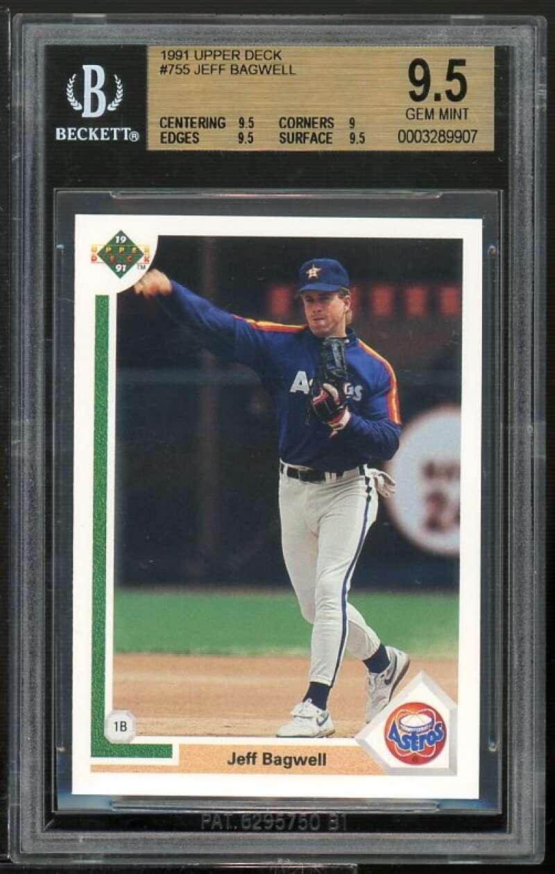 Jeff Bagwell Rookie Card 1991 Upper Deck #755 BGS 9.5 (9.5 9 9.5 9.5) - Baseball Slabbed Rookie Cards