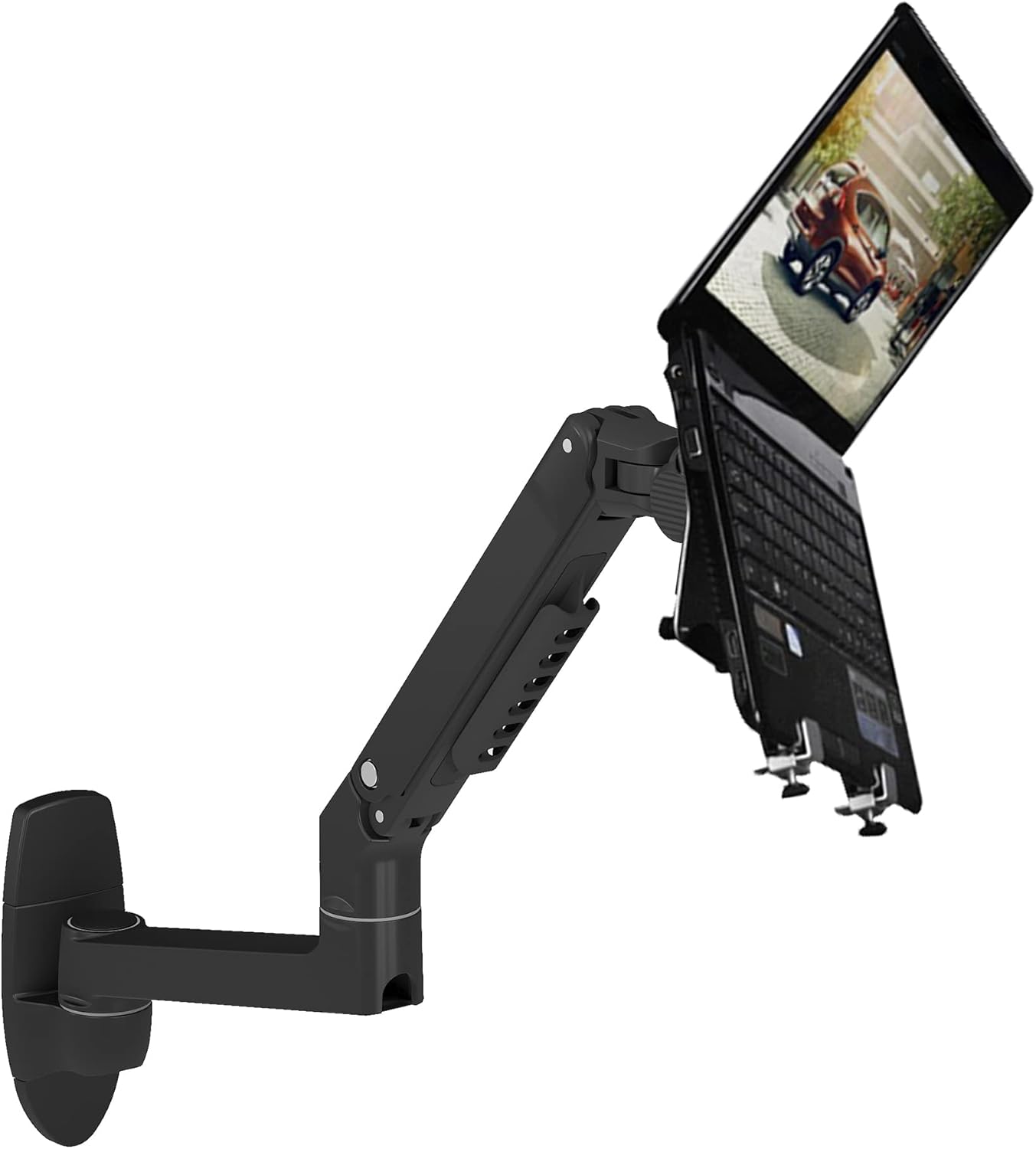 Wall Mount Laptop Holder Ultra Long Arm Aluminum Mechanical Spring Full Motion Laptop Mount Arm Monitor Holder Lapdesk (Black)