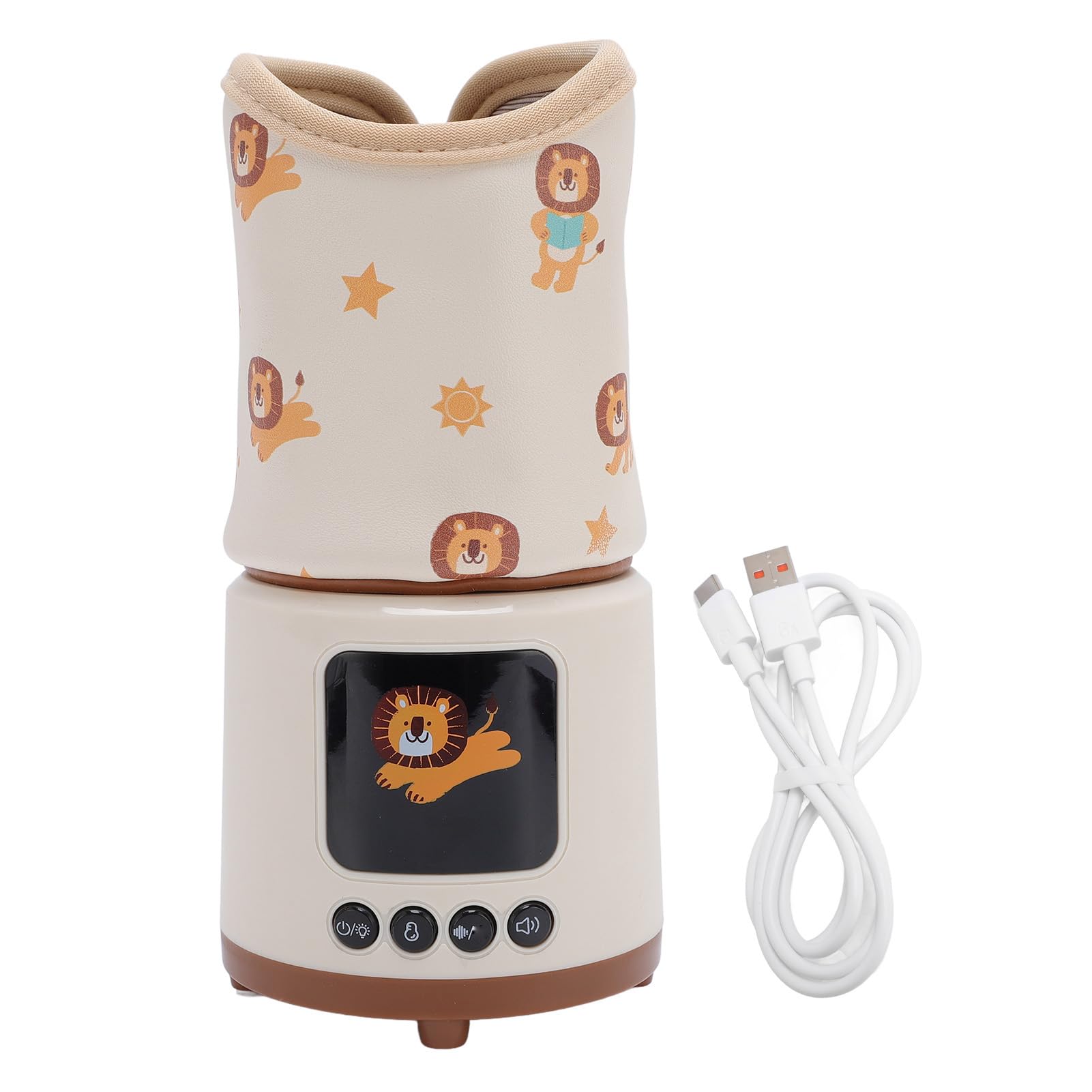 Asixxsix Scaldabiberon a Rumore Bianco, Scaldalatte Intelligente Multifunzionale a Temperatura Costante con Timer per Latte Materno e Biberon, Design Portatile per Uso Esterno (Leonessa)