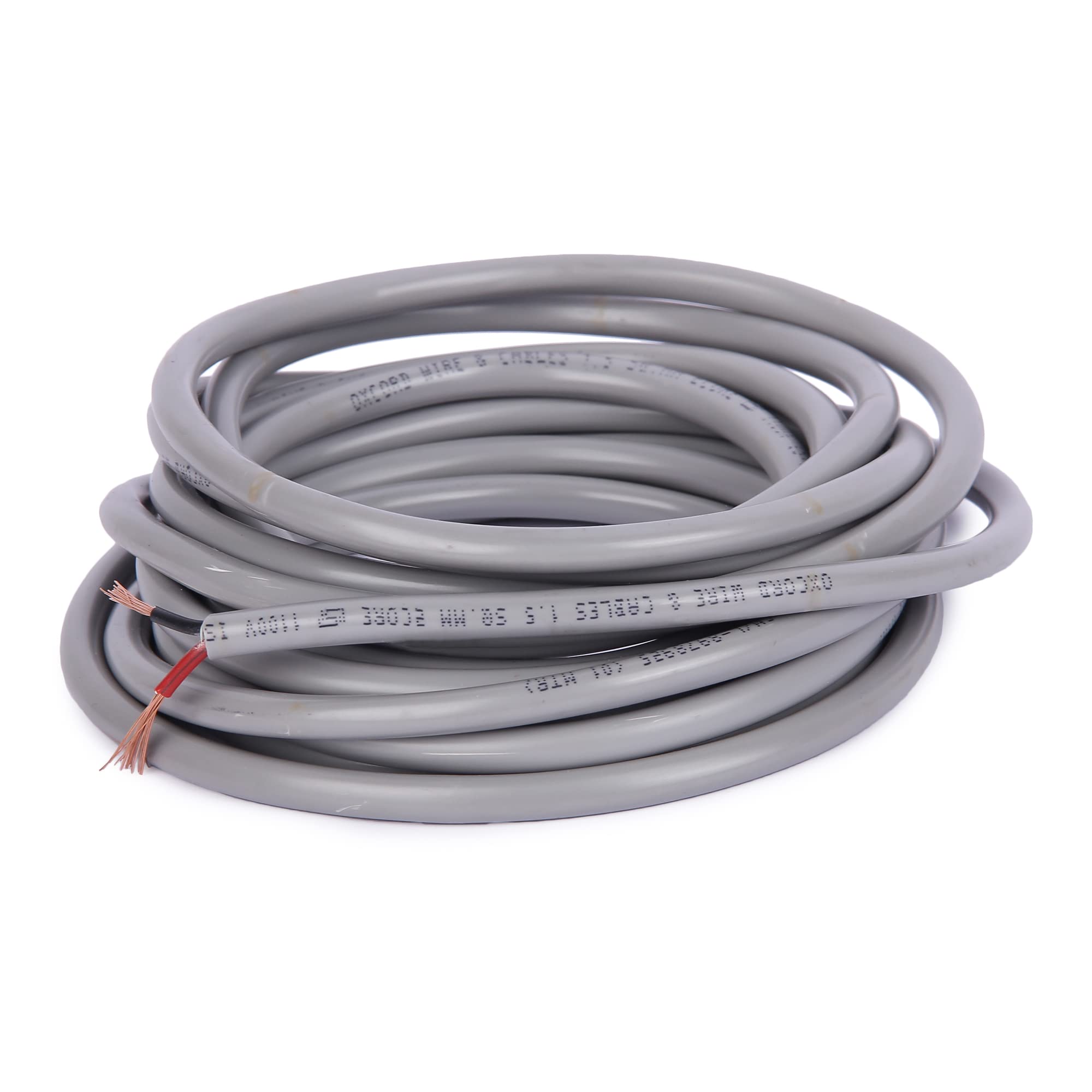 OXCORD 2 core round copper wires and cables 1.5mm (5 Metres) for domestic and industrial electric connections (Grey, 1 count)