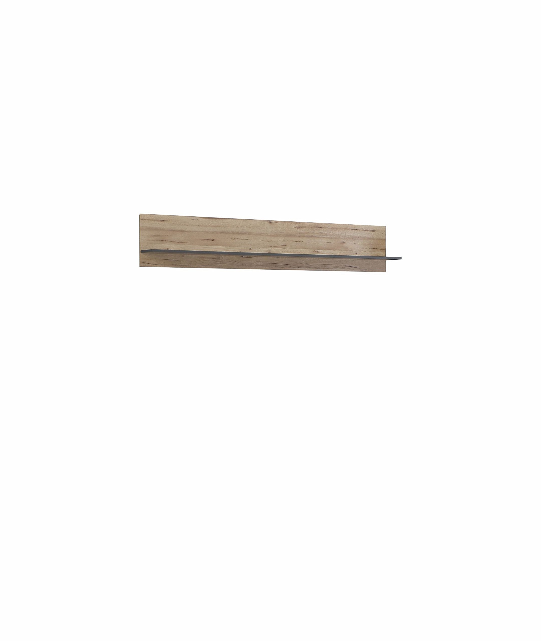 Forte Como Wohnwand 320, Moderne Wohnwand mit 5 Türen, 1 Schublade, Schrankwand, Holzwerkstoff, Uni Wolfram Grau/Stabeiche Holzdekor, 319,3 cm breit x 203,3 cm hoch x 52 cm tief