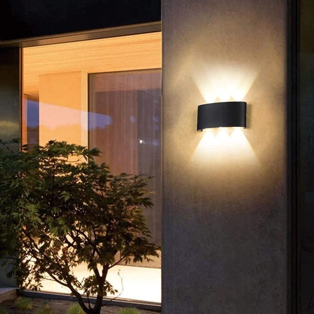 Lampa ścienna LED, zewnętrzna lampa ścienna LED 6 W, górne i dolne kinkiety oświetleniowe z odlewanego aluminium, ogród IP44 do korytarzy, pil