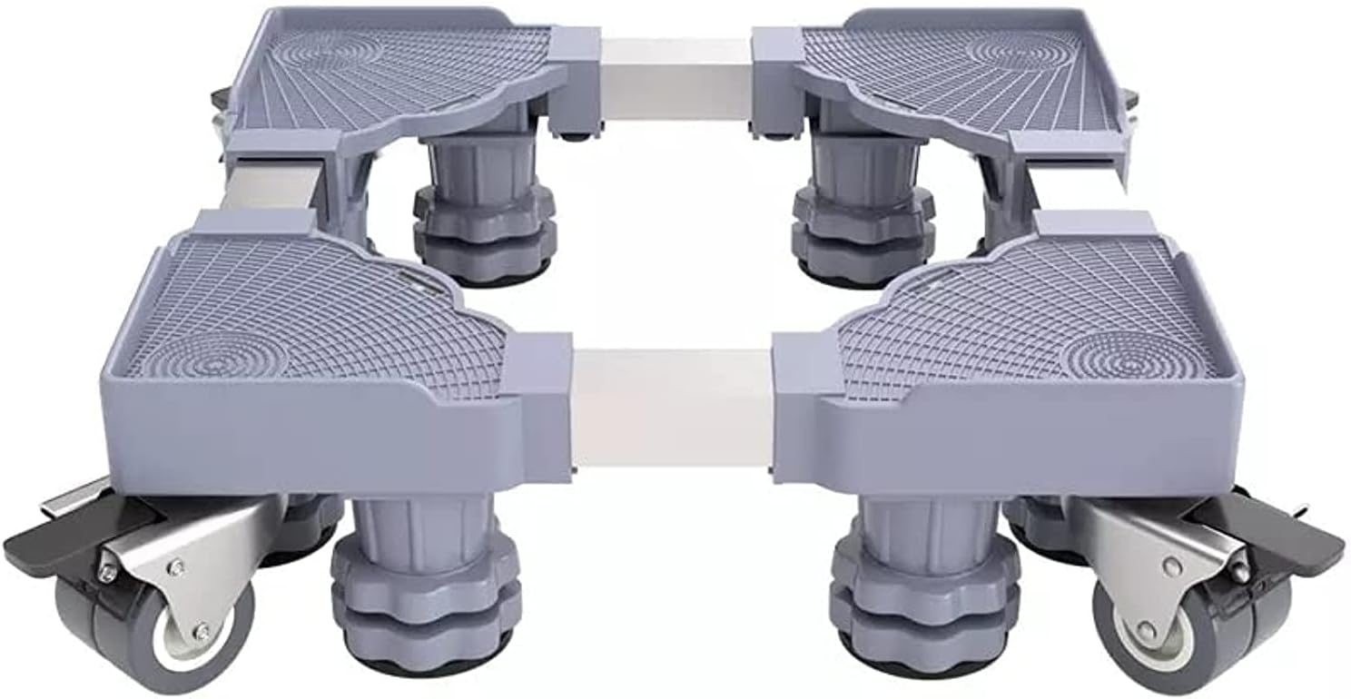 Adjustable Washing Machine Wheels Stand | Heavy Duty Universal Refrigerator Base Trolley | Anti-Vibration Multi-Functional Dolly Mini Fridge Appliances | 360° Swivel Locking Casters Telescopic