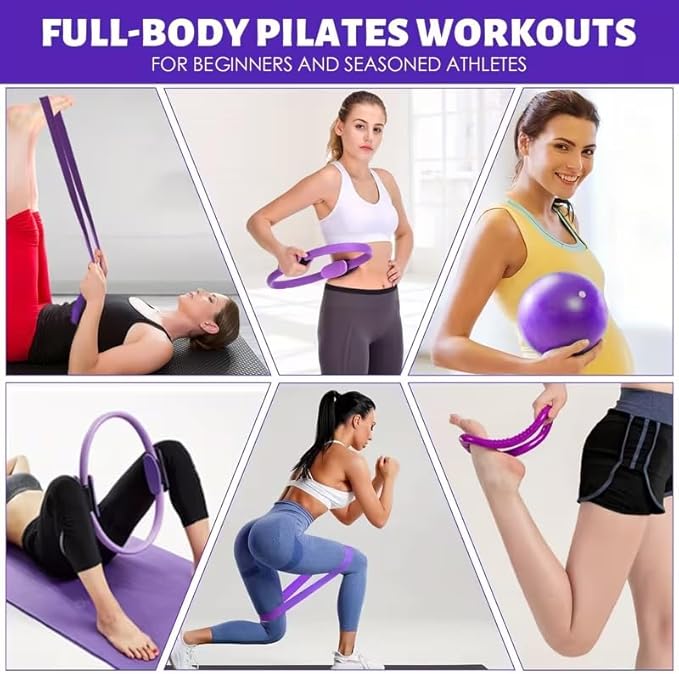 Set de Pilates 15 Piezas con Balón, Aro, Pesas y Bandas de Resistencia miniatura 3
