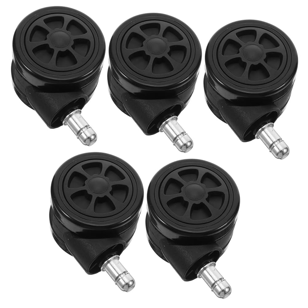 Vjsujehgy Chair Replacement Castor Wheels 5pcs in Black for Hardwood Floors and Furniture