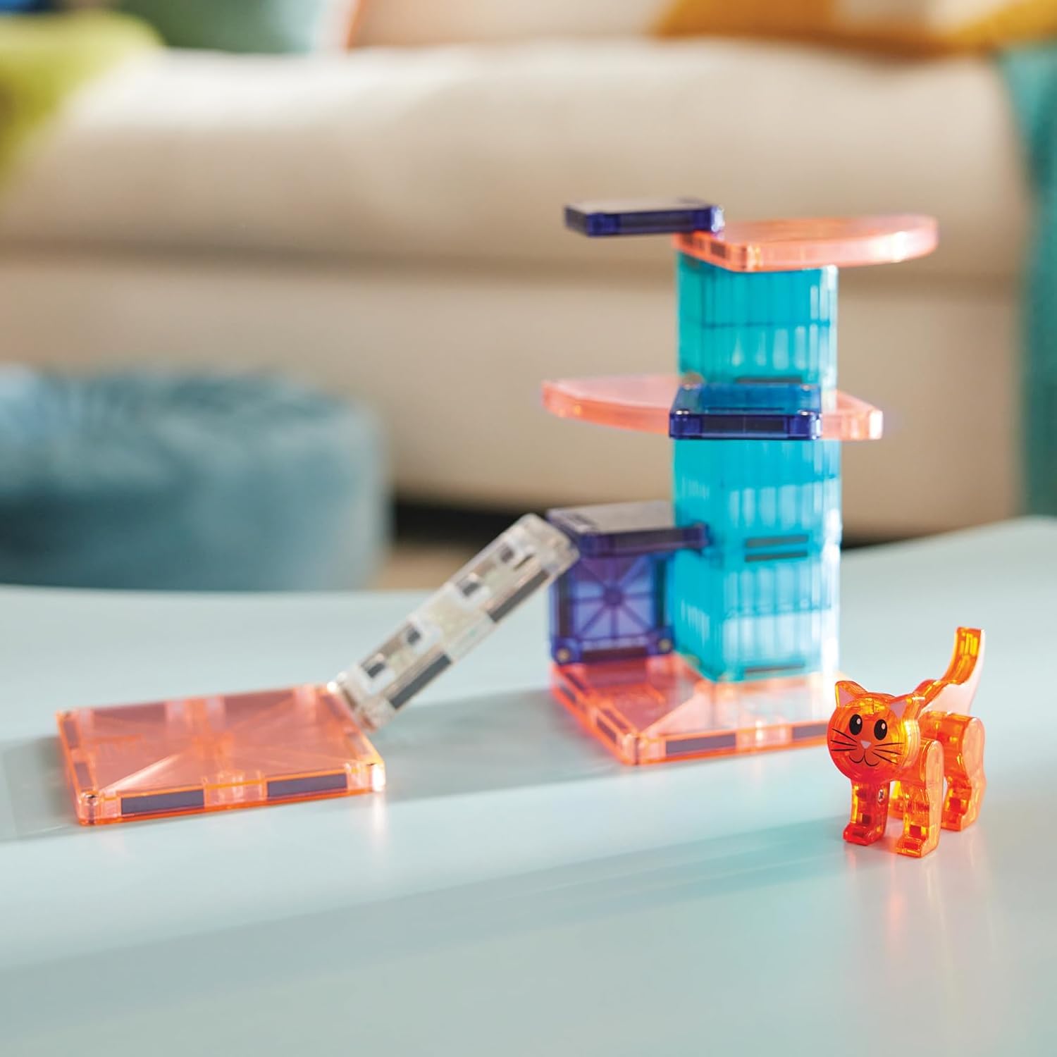 Magna-Tiles Cat Tree 13-Piece Magnetic Construction Set, The Original Magnetic Building Brand