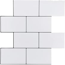 12"x12" Subway White Vinyl Peel and Stick Tile Backsplash, Backsplash Protector, Pro Series Thicker Version,4-Sheet Pack