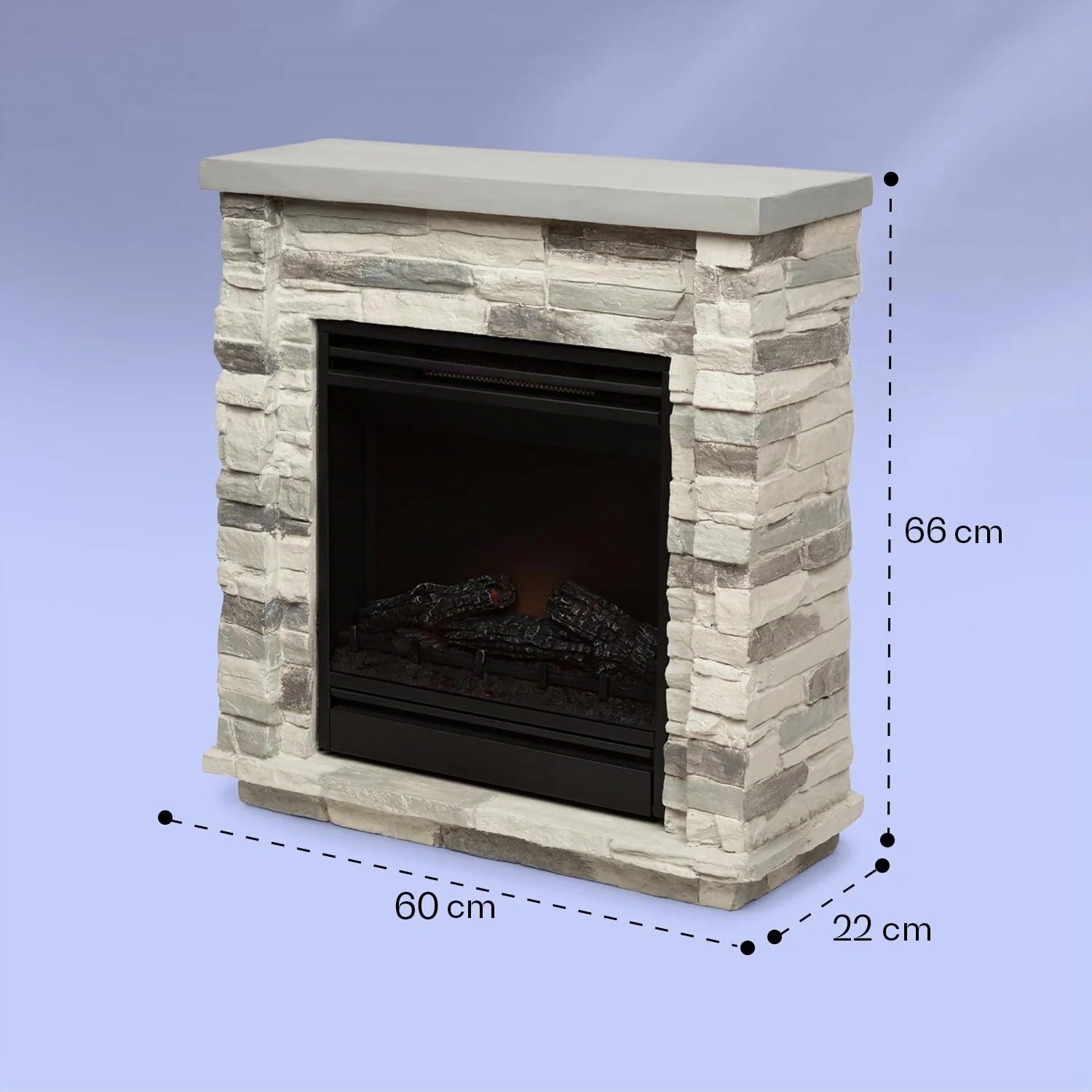 Klarstein Chimenea Electrica Bajo Consumo Pared, Estufa sin Leña de Interior, Chimeneas Electricas Decorativas 1800W, Llama LED, Chimenea Decorativa con Mando, Temporizador y Efecto Real Troncos