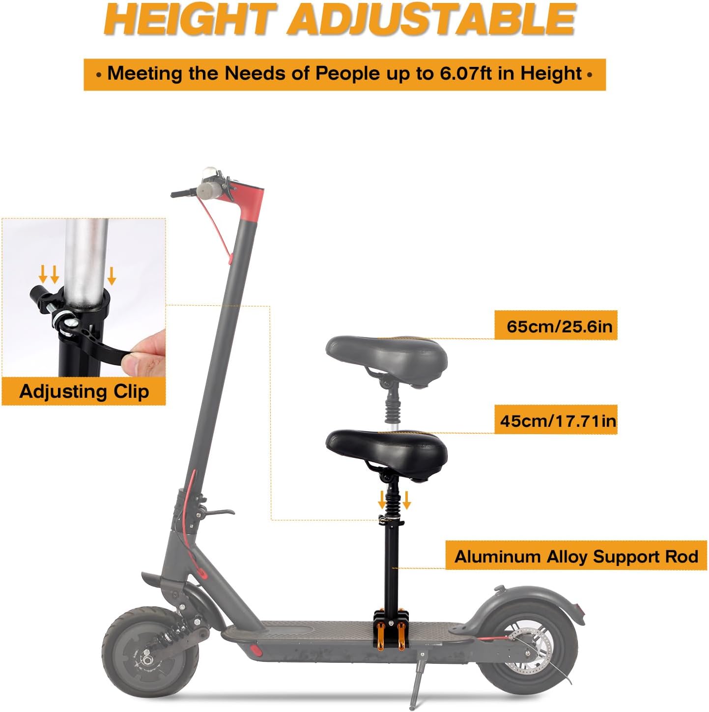 New Upgrade Electric Scooter Seat,Adjustable Shock Absorption Seat Compatible with Xiaomi M365 M365 Pro Electric Scooter Fits 5.5"-6.2"