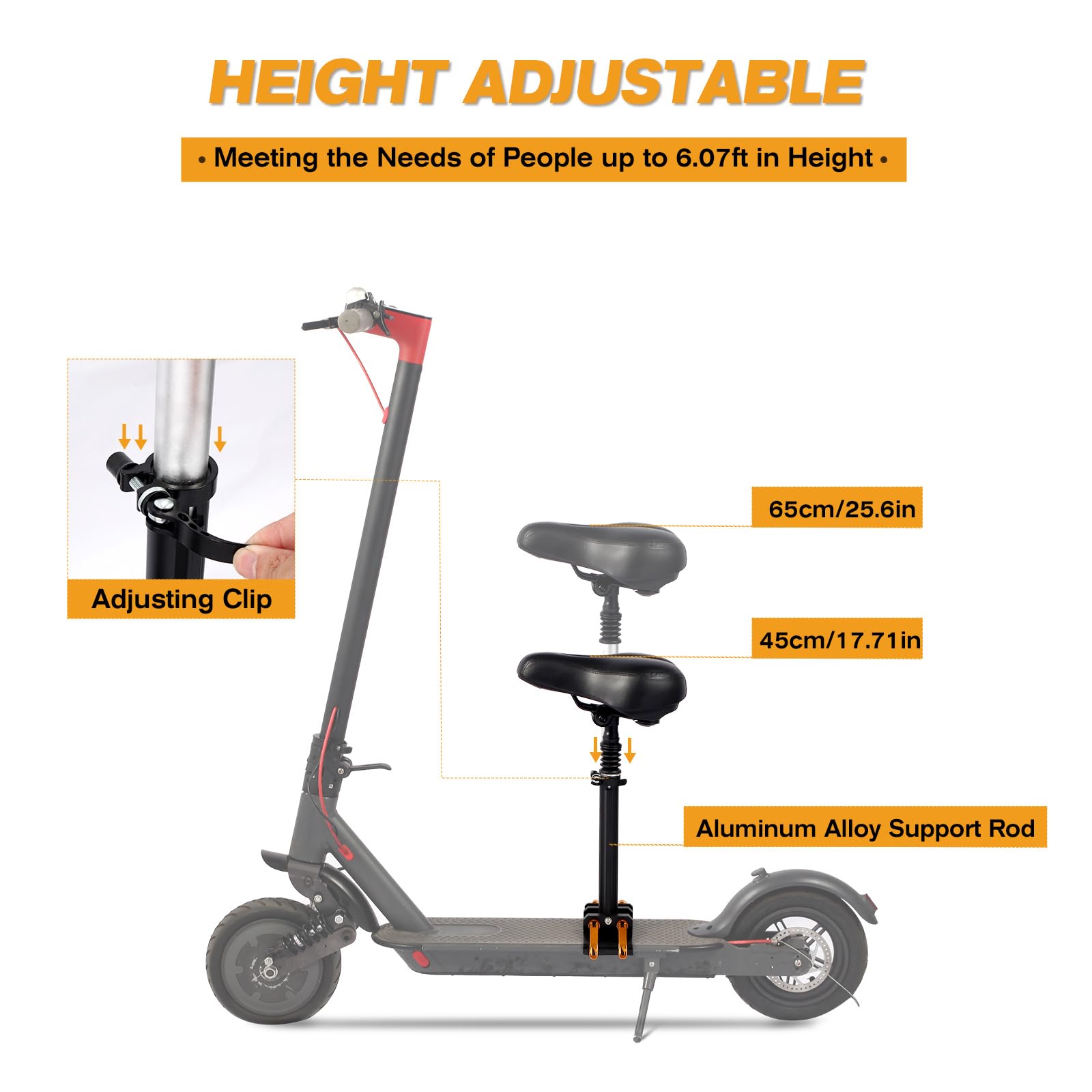 siège amélioré pour trottinette électrique Réglable en hauteur 40-65cm Siège réglable avec amortissement compatible avec Xiaomi 1S / Pro Trottinette électrique