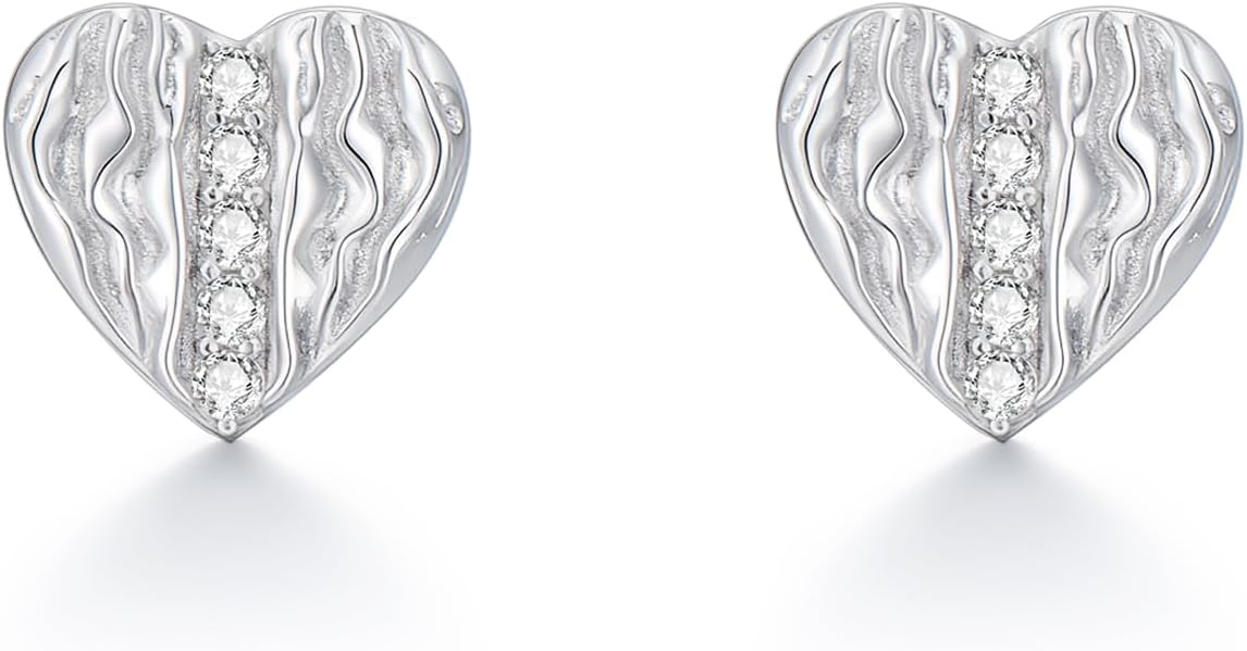 Moissanite Earrings for Women, 925 Sterling Silver Minimalist Round/Triangle/Oval/Heart Stud Earrings Fashion Minimalist Stud Earrings for Women Mother