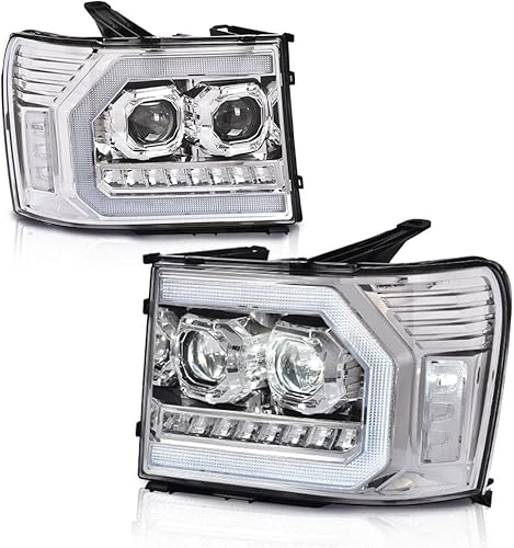 Vista 46 de PIT66 Conjunto de faros delanteros compatible con GMC Sierra 1500 2500HD 3500HD 3500HD 2007-2013, faros halógenos laterales del conductor